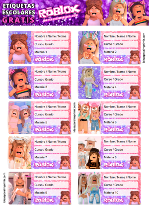 Etiquetas Escolares Roblox Ninias Roblox Girl